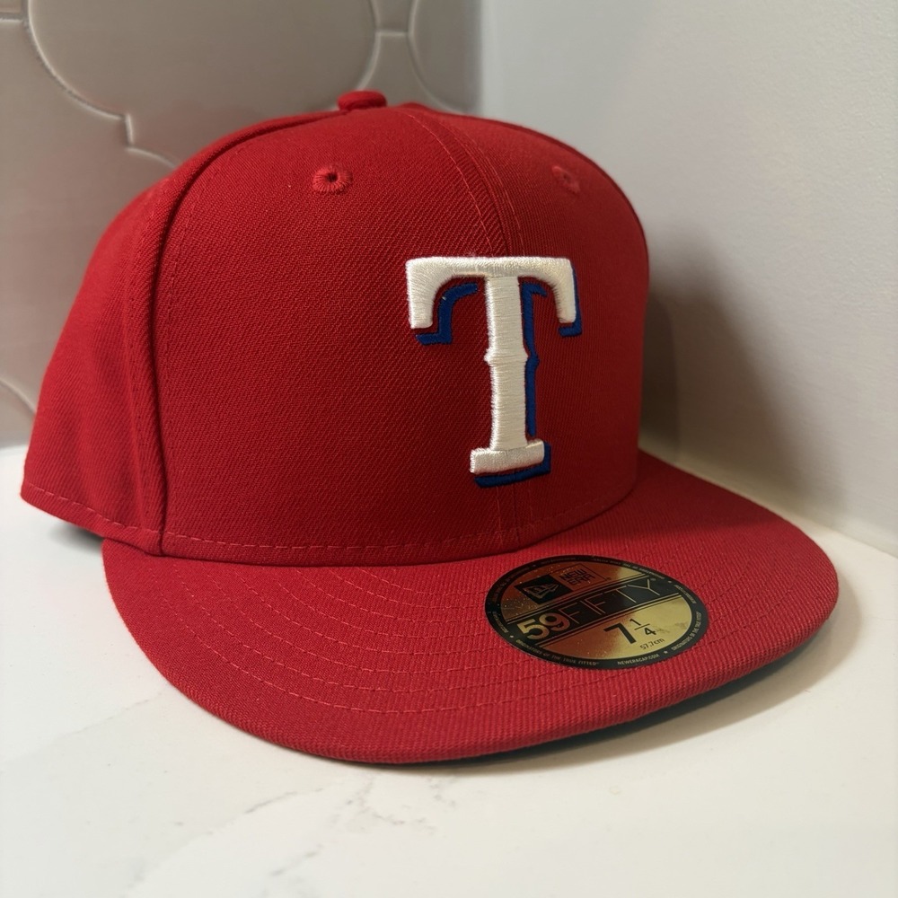 New Era Texas Rangers 59FIFTY Red On-Field Fitted Hat Cap Size 7 1/4